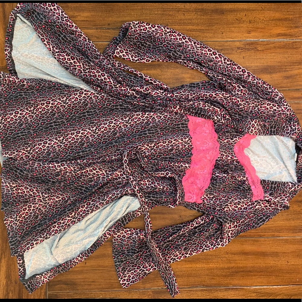 EUC Cosabella pink leopard print baby doll & robe